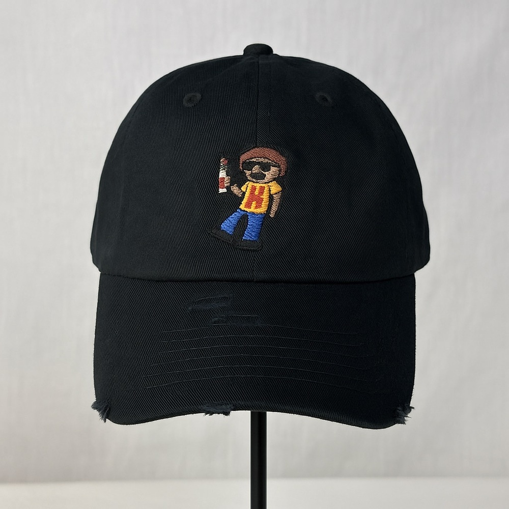 KBETHOS Distressed Black Men's  with Embroidered Streetwear Cap